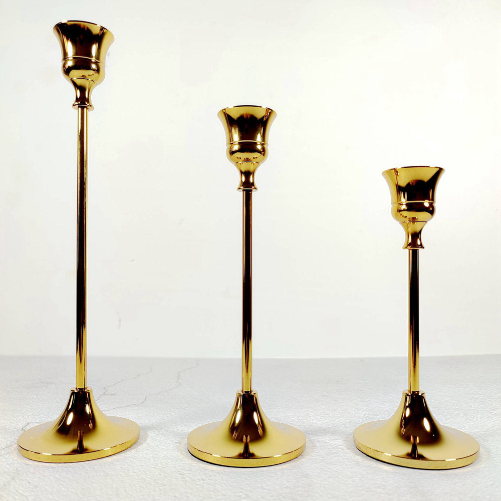 Gold Metal Candlestick Holders Set of 3 – Candleholder world