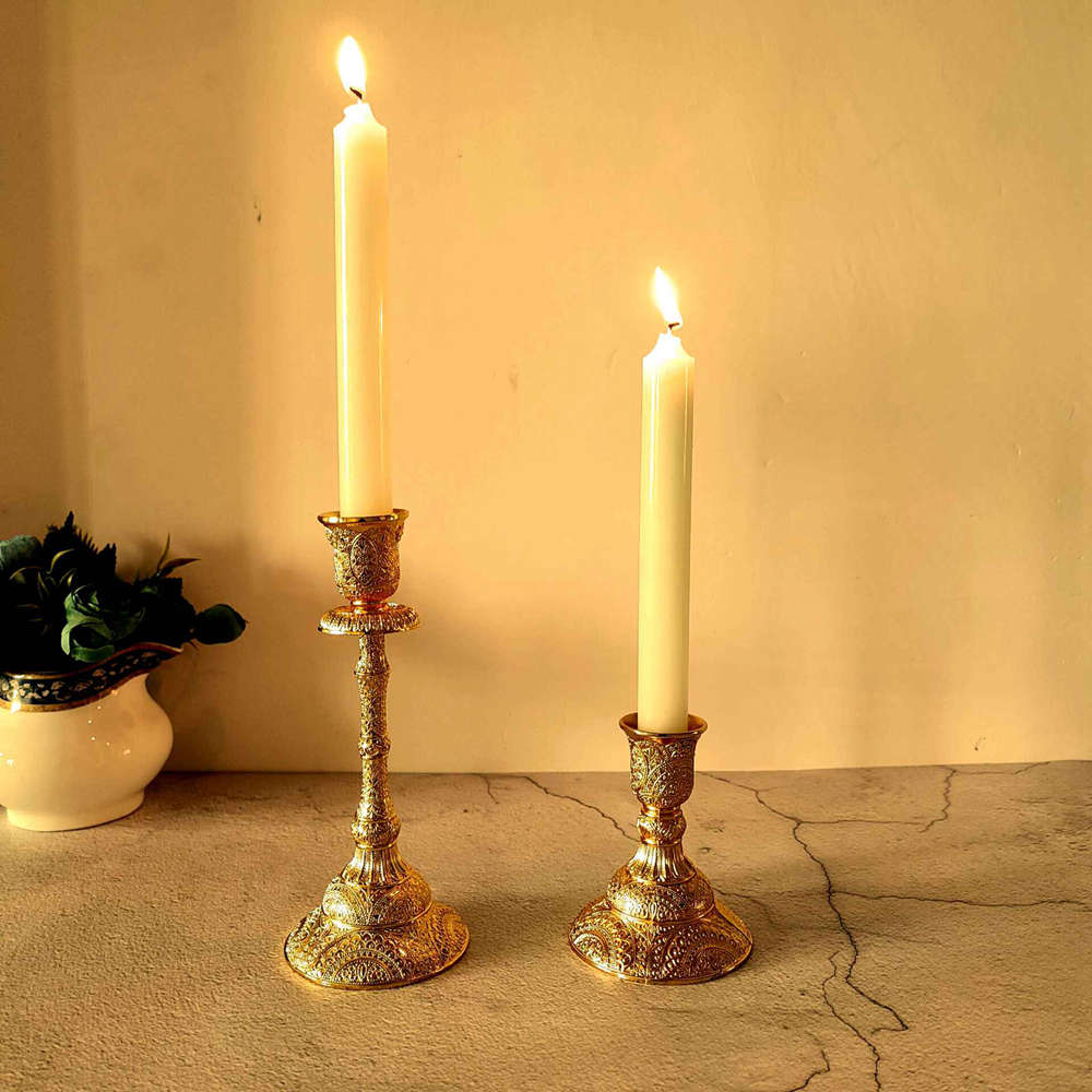  OwnMy 2PCS Brass Taper Candle Holders Candle Stick Holders Set Vintage  Metal Pillar Candlestick Holders, 4”H Elegant Candle Stand Candelabra for  Dining Table Centerpieces Wedding Home Decoration, Gold : Home 