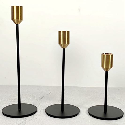 Tall Metal Candlestick Holder Set of 3